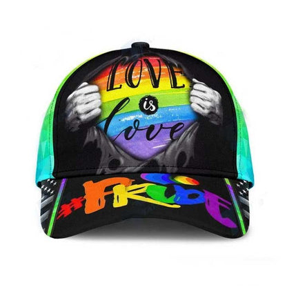 LGBT Pride Love Is Love Classic Cap, Gay Pride Baseball 3D Printed Cap, Pride Accessories CO0218