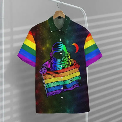 LGBT Hawaiian Shirt, Astronaut LGBT Rainbow Flag Galaxy Hawaii Aloha Shirt HO2916