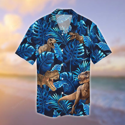 T Rex - T Rex Tropical Hawaiian Shirt, Summer gift, Hawaiian Shirts for Men, Aloha Beach Shirt HO1023