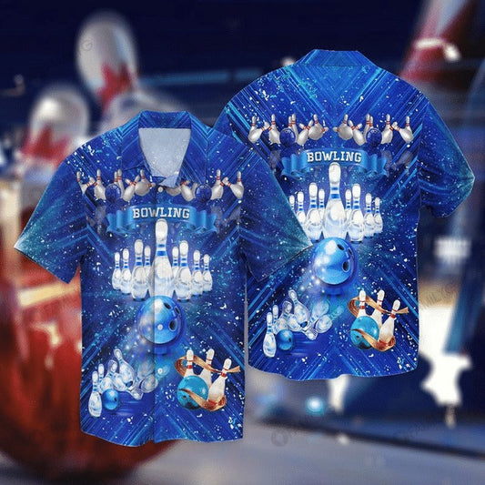 Blue Bowling Hawaiian Shirt, Lasfour Bowling Hawaii Aloha Beach Shirt Short Sleeve HO4750