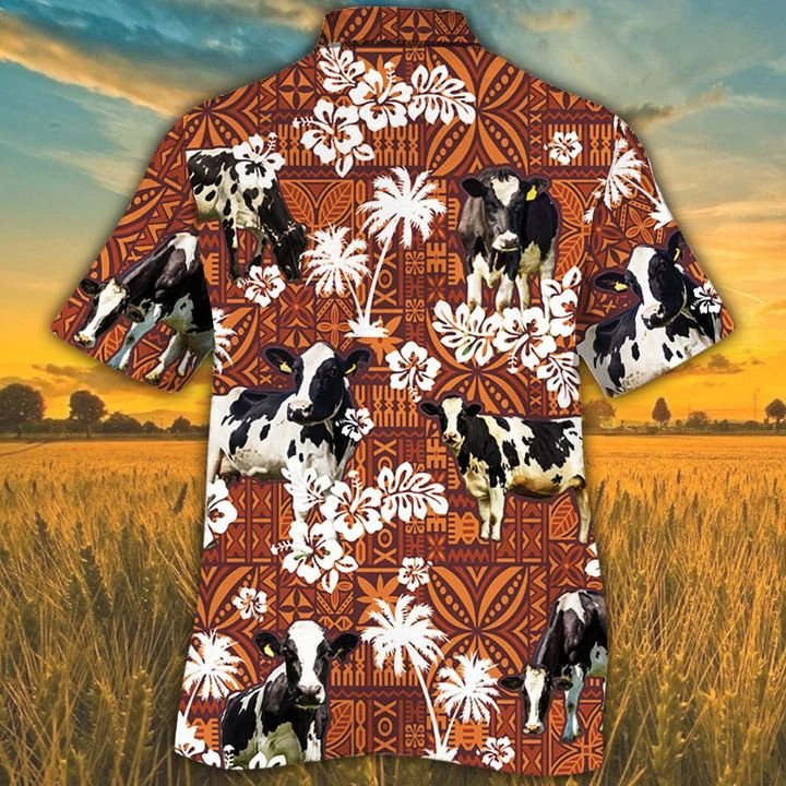 Holstein Friesian Red Tribal Hawaiian Shirt, Animal Cow Short Sleeve Hawaiian Aloha Shirt for Men, Women HO2510