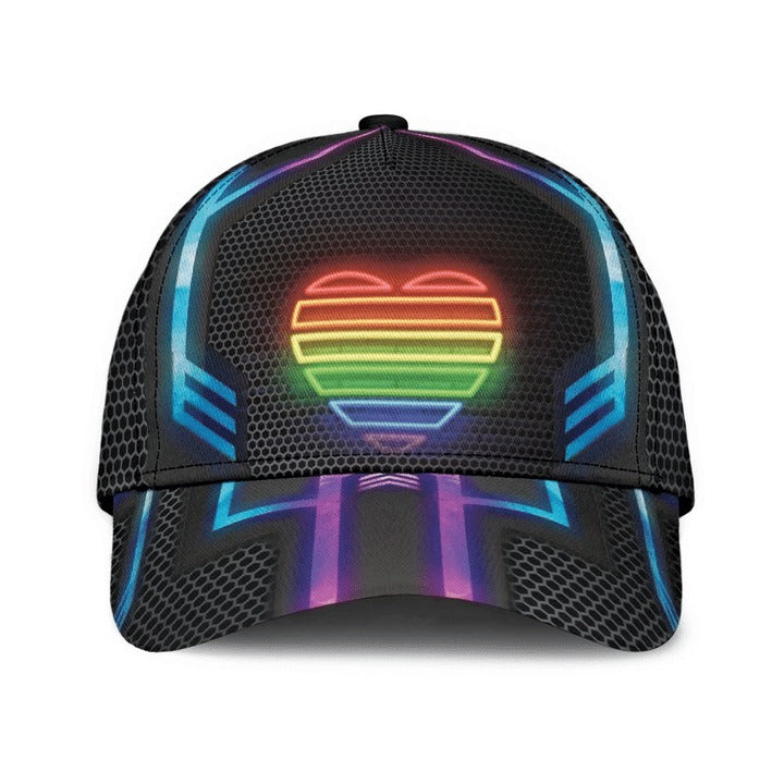 Rainbow Heart Proud Lgbt Baseball Cap, 3D All Over Printing Cap Hat For Gay Couple, Lesbian Accessories CO0327