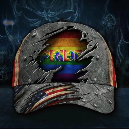 Rainbow Heart Proud Lgbt Baseball Cap, 3D All Over Printing Cap Hat For Gay Couple, Lesbian Accessories CO0327