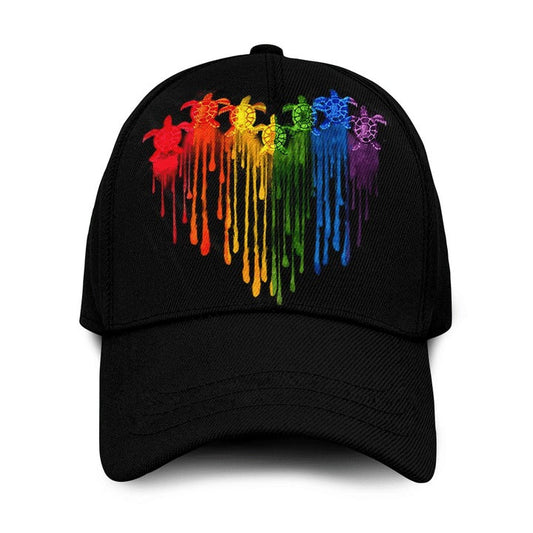 Lgbt 3D Baseball Cap For Pride Month, Turtle And Proud Rainbow Colors Classic Cap Hat CO0310