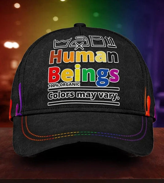 Gay Classic Cap, Colors May Vary Human Beings Lgbt Printing Baseball Cap Hat, Gay Pride Accessories CO0306