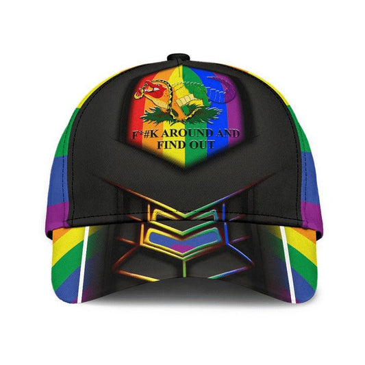 Pride Lgbt Cap For Gay Man, Around And Find Out Printing Baseball Cap Hat, Rainbow Cap CO0300