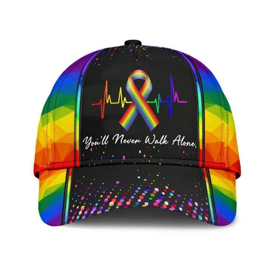 Pride Cap For Gay Friend, Gift For Lesbian Friends, Lgbt Printing Baseball Cap Hat You'll Never Walk Alone CO0299
