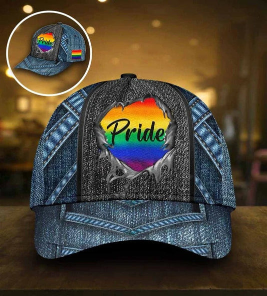 Cool Jean Texture Pride Lgbt 3D Printing Baseball Cap Hat, Gay Pride Baseball Cap CO0288