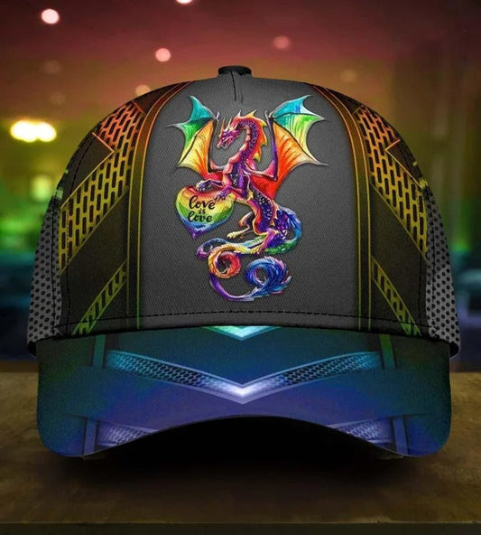 Love Is Love Baseball Pride Cap, Dragon Shine Your Color Lgbt Printing Baseball Cap Hat CO0278
