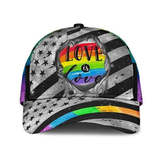 Baseball 3D Printing Cap For Lesbian Gay, Classic USA Flag Love Is Love Lgbt Printing Baseball Cap Hat CO0276