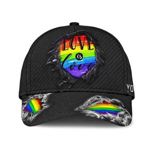 Personalized Pride 3D Baseball Cap, Rainbow Love Is Love Lgbt All Over Printed Classic Cap Hat, Lgbt Gifts CO0272