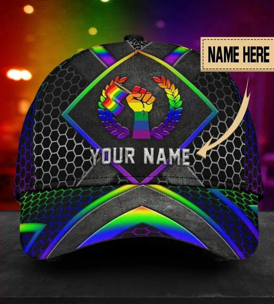 Customized With Name Pride Baseball Cap, Stop Hating LGBT Printing 3D Baseball Cap Hat, Lesbian Gifts CO0261