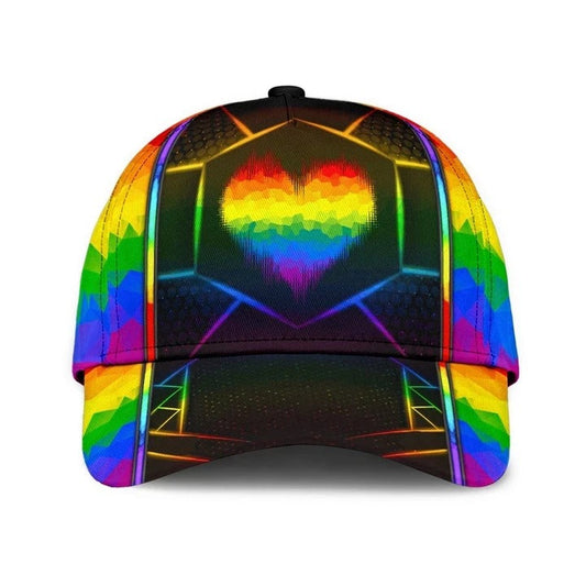 LGBT Cap, Beautiful Lgbt Rainbow Heart Polygon 3D Printing Baseball Cap Hat, Pride Accessories CO0249