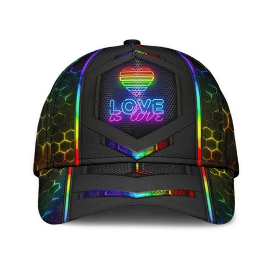 Gay Pride Baseball 3D Cap, LGBT Neon Hexagon Printing Classic Cap Hat, Lesbian Pride Accessories CO0241