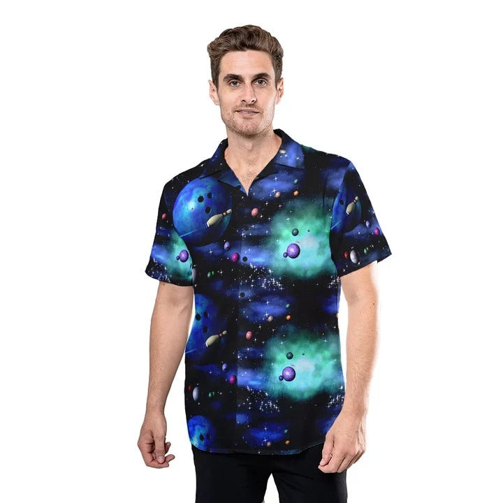 Bowling Galaxy The Universe Hawaiian Shirt, Lasfour Bowling Hawaiian Shirts Men Women HO4744