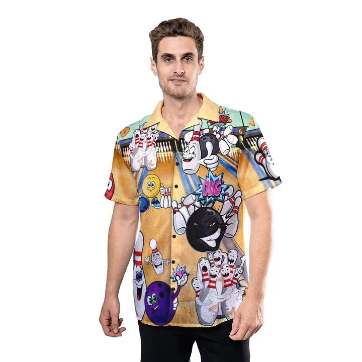Funny Bowling Hawaiian Shirt Men Women, Cute Hawaiian Shirt All Over Printed Bowling Pattern HO4723