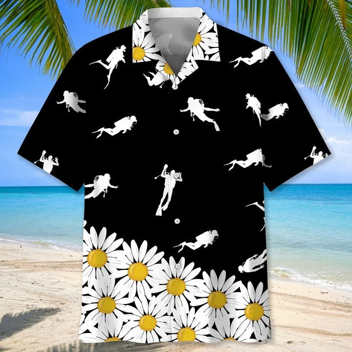 Scuba Diving Blue Nature Hawaiian Shirt, Aloha Beach Shirts 3D Printed, Cool Aloha Hawaiian Shirts HO0361