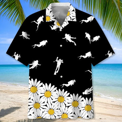 Scuba Diving Blue Nature Hawaiian Shirt, Aloha Beach Shirts 3D Printed, Cool Aloha Hawaiian Shirts HO0361
