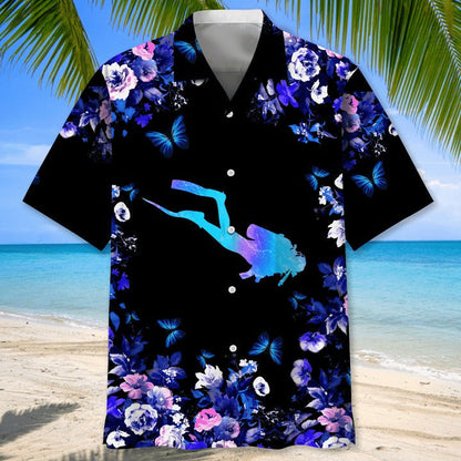 Scuba Diving Blue Nature Hawaiian Shirt, Aloha Beach Shirts 3D Printed, Cool Aloha Hawaiian Shirts HO0361