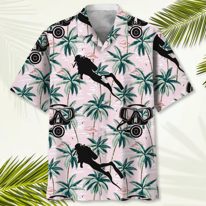 Scuba Diving Kelly Green Hawaiian Shirt, Aloha Summer Scuba Diving Shirts, Scuba Diving Turtle Hawaiian Shirt HO0360