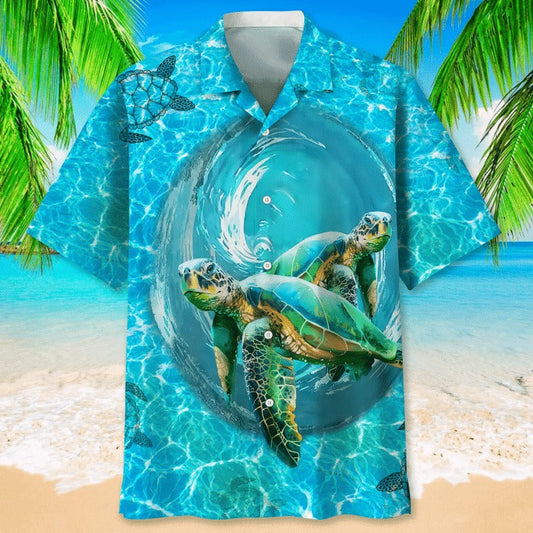 Turtle Beach Hawaiian Shirt, Summer Aloha Beach Shirt, Sea Turtle Hawaiian Shirt Gifts For Him HO0083