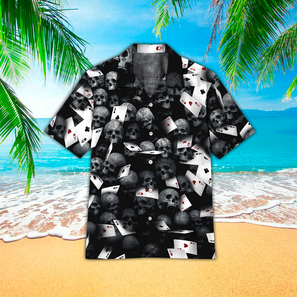 Skull pocker black Hawaiian shirt, Gift For Skull Lovers, Hawaiian shirt for Men, Women, Adult HO2924