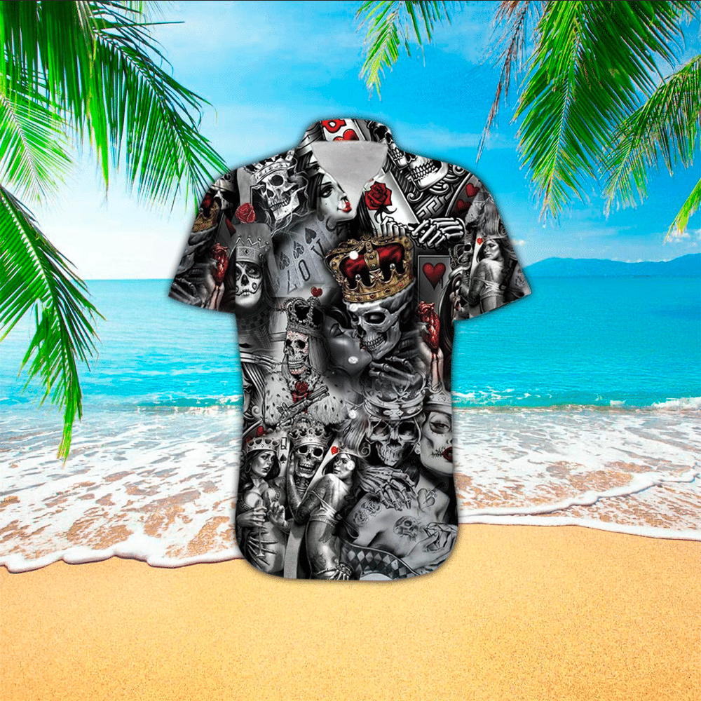 Skull couple, Skull king and quen hawaiian shirt, Gift For Skull Lovers, Hawaiian shirt for Men, Women, Adult HO2923