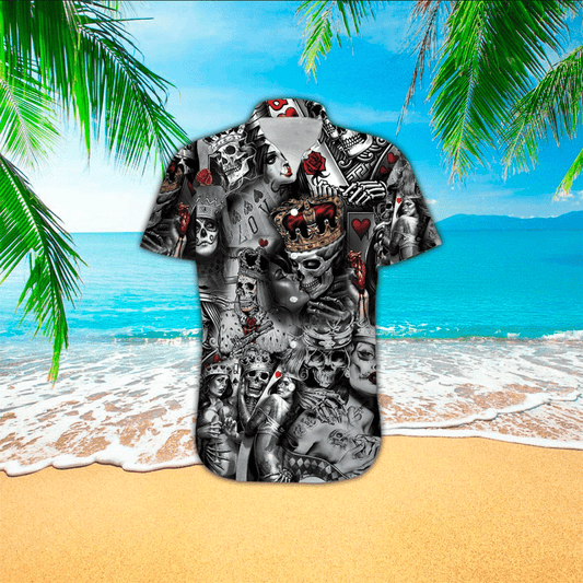 Skull couple, Skull king and quen hawaiian shirt, Gift For Skull Lovers, Hawaiian shirt for Men, Women, Adult HO2923