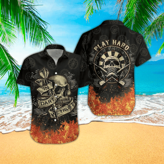Skull Dart Play hard Hawaiian Shirt, Perfect Skull Clothing, Gift For Skull Lovers, Hawaiian shirt for Men, Women, Adult HO2922