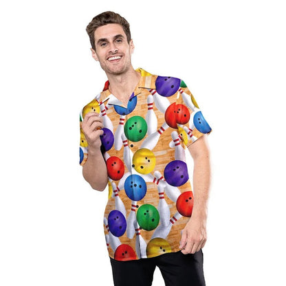 Colorful Strike Bowling Pin Hawaiian Shirt, Men Bowling Hawaii Shirt HO4730