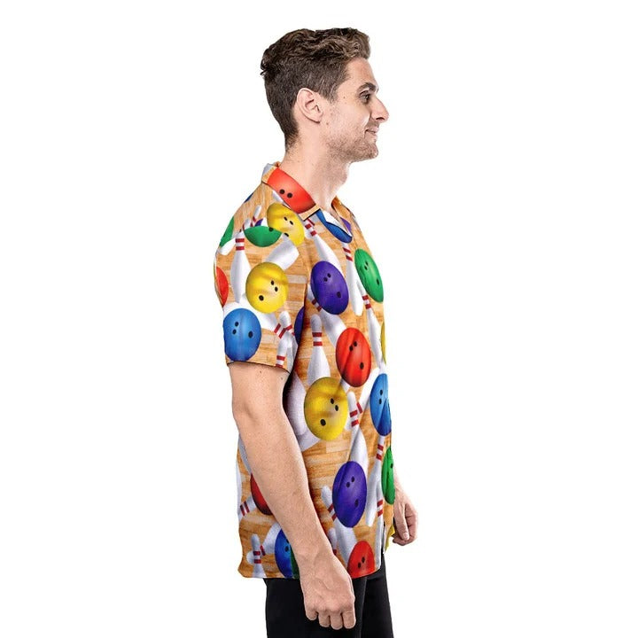 Colorful Strike Bowling Pin Hawaiian Shirt, Men Bowling Hawaii Shirt HO4730