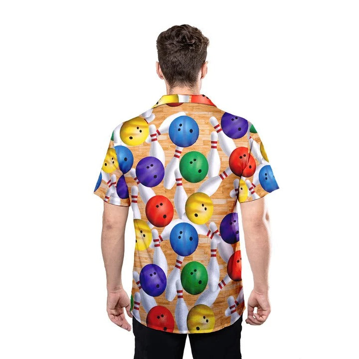 Colorful Strike Bowling Pin Hawaiian Shirt, Men Bowling Hawaii Shirt HO4730