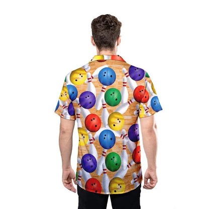 Colorful Strike Bowling Pin Hawaiian Shirt, Men Bowling Hawaii Shirt HO4730