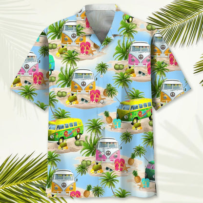 Hippie Flower Hawaiian Shirt, Colorful Hippie Floral Hawaii Beach Shirt, Summer Aloha Beach Shirts HO4823