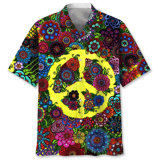 Hippie Flower Hawaiian Shirt, Colorful Hippie Floral Hawaii Beach Shirt, Summer Aloha Beach Shirts HO4823