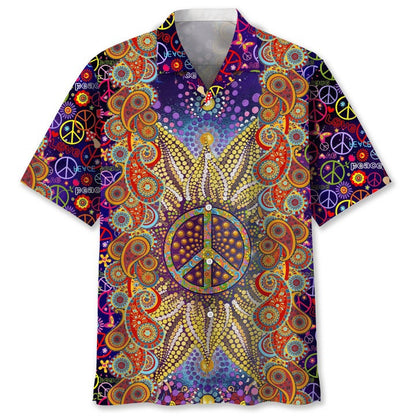 Hippie Flower Hawaiian Shirt, Colorful Hippie Floral Hawaii Beach Shirt, Summer Aloha Beach Shirts HO4823