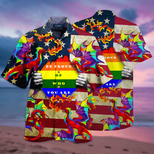 Beach Shirt Lgbt Rainbow Dragon Be Proud 3D All Over Printed Hawaiian Shirt , Aloha Shirt HO4645
