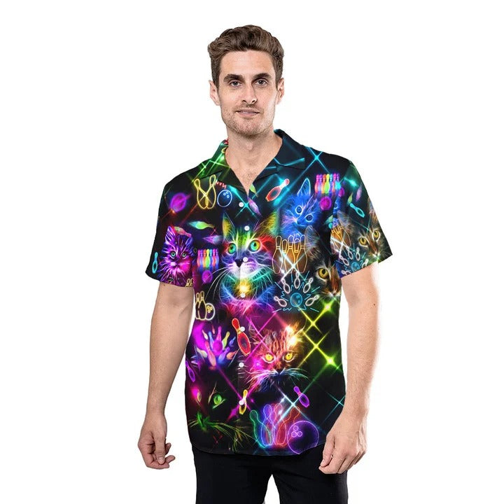 Cute Bowling Hawaiian Shirts, Rolling With My Cat Bowling Hawaii Shirt For Men Women HO4728