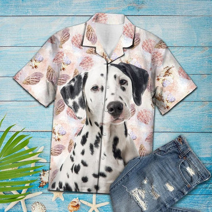 Pretty Seashells And Cute Dalmatian Portrait Pattern Hawaiian Shirt HO1756
