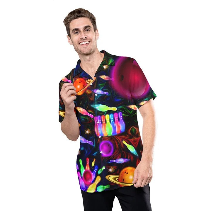 Space Bowling Strike The Universe Hawaiian Shirt, Summer Hawaii Shirt For Bowling Lovers HO4749