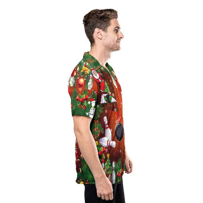 Santa Claus Bowling Hawaiian Shirt Men Women, Christmas Bowling Player Gifts HO4746