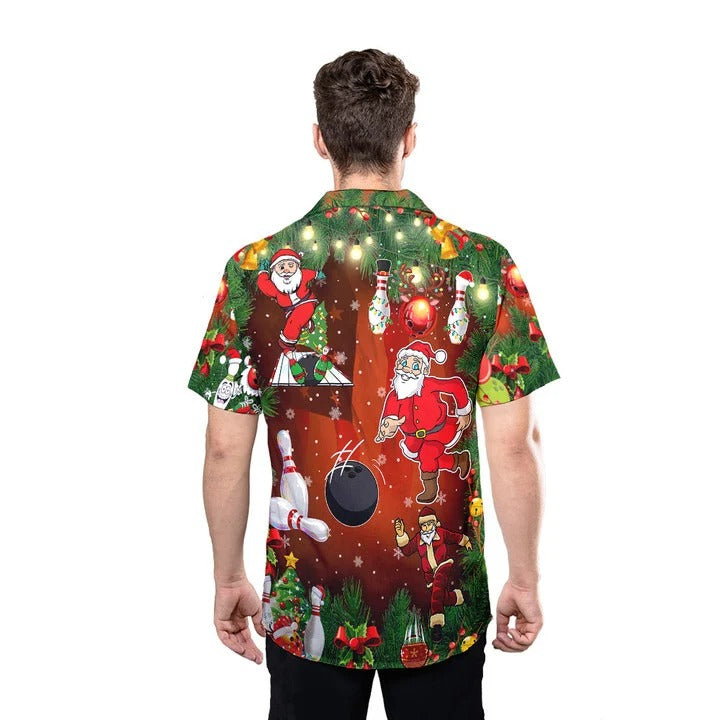 Santa Claus Bowling Hawaiian Shirt Men Women, Christmas Bowling Player Gifts HO4746