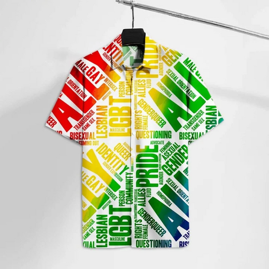 Beach Shirt Lgbt Hawaiian Shirt Lgbt Pride Straight Ally Rainbow Colors Hawaii Tshirt , Aloha Shirt HO4630