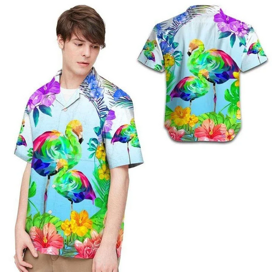 Beach Shirt Hawaii Shirt Lgbt Flamingo Tropical , Aloha Shirt, Pride Month Clothing HO4619