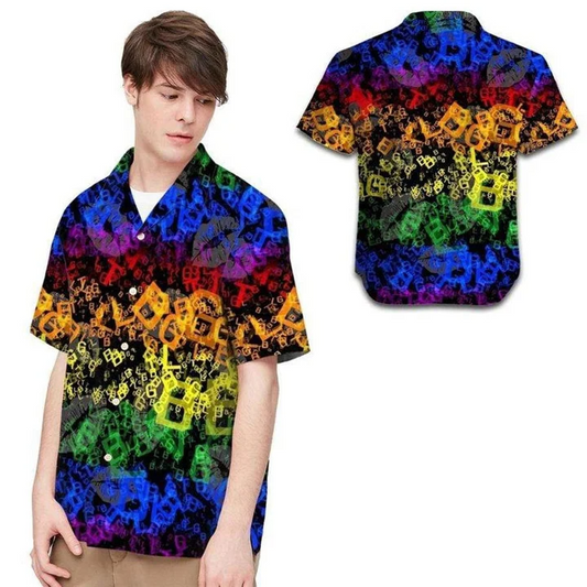 Beach Shirt Hawaii Shirt Lgbt Letters Neon Rainbow , Aloha Shirt HO4615