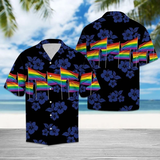 Beach Shirt Lgbt Pride Flag Aloha Hawaiian Shirt Colorful Summer Beach Casual Shirt For Gaymer HO4525