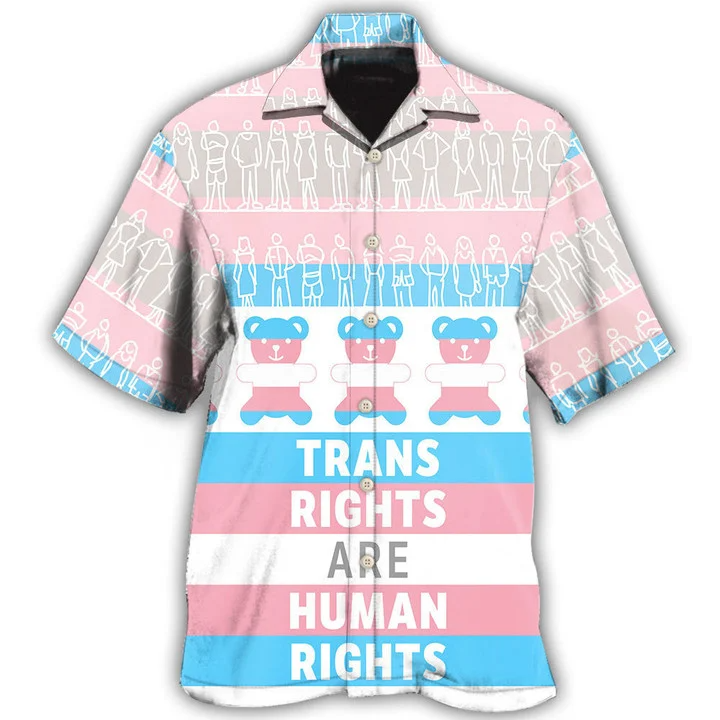 Beach Shirt Lgbt Trans Rights Are Human Rights, Trans Pride Hawaiian Shirt HO4585