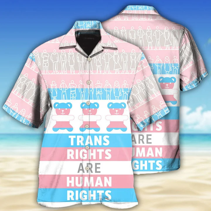 Beach Shirt Lgbt Trans Rights Are Human Rights, Trans Pride Hawaiian Shirt HO4585