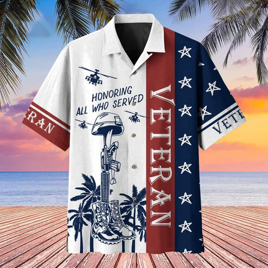 Premium U.S Multiple Service Veteran Hawaii Shirt, Veteran hawaiian shirt, Summer gift for veteran, hawaiian shirt for Men HO1196