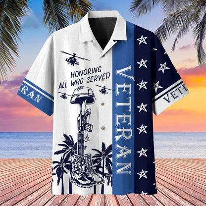 Premium U.S Multiple Service Veteran Hawaii Shirt, Veteran hawaiian shirt, Summer gift for veteran, hawaiian shirt for Men HO1196